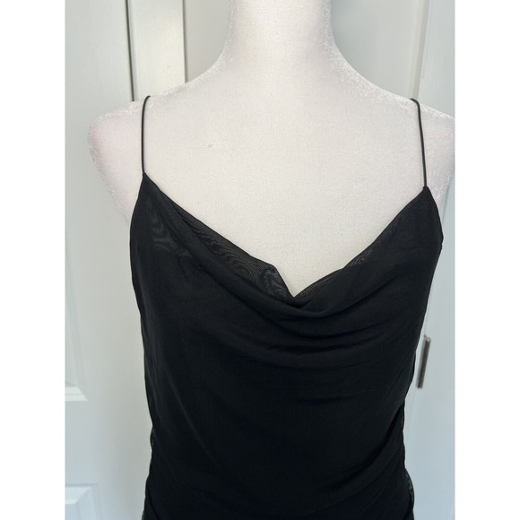 Wild Fable Black Mesh Dress Ruched Cowl Neck Size M Medium NWT - Picture 2 of 5
